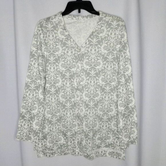 Kim Rogers Jersey Knit Cotton Cardigan Jacket Lghtwght V Neck Paisley NWOT Smll - Picture 1 of 6